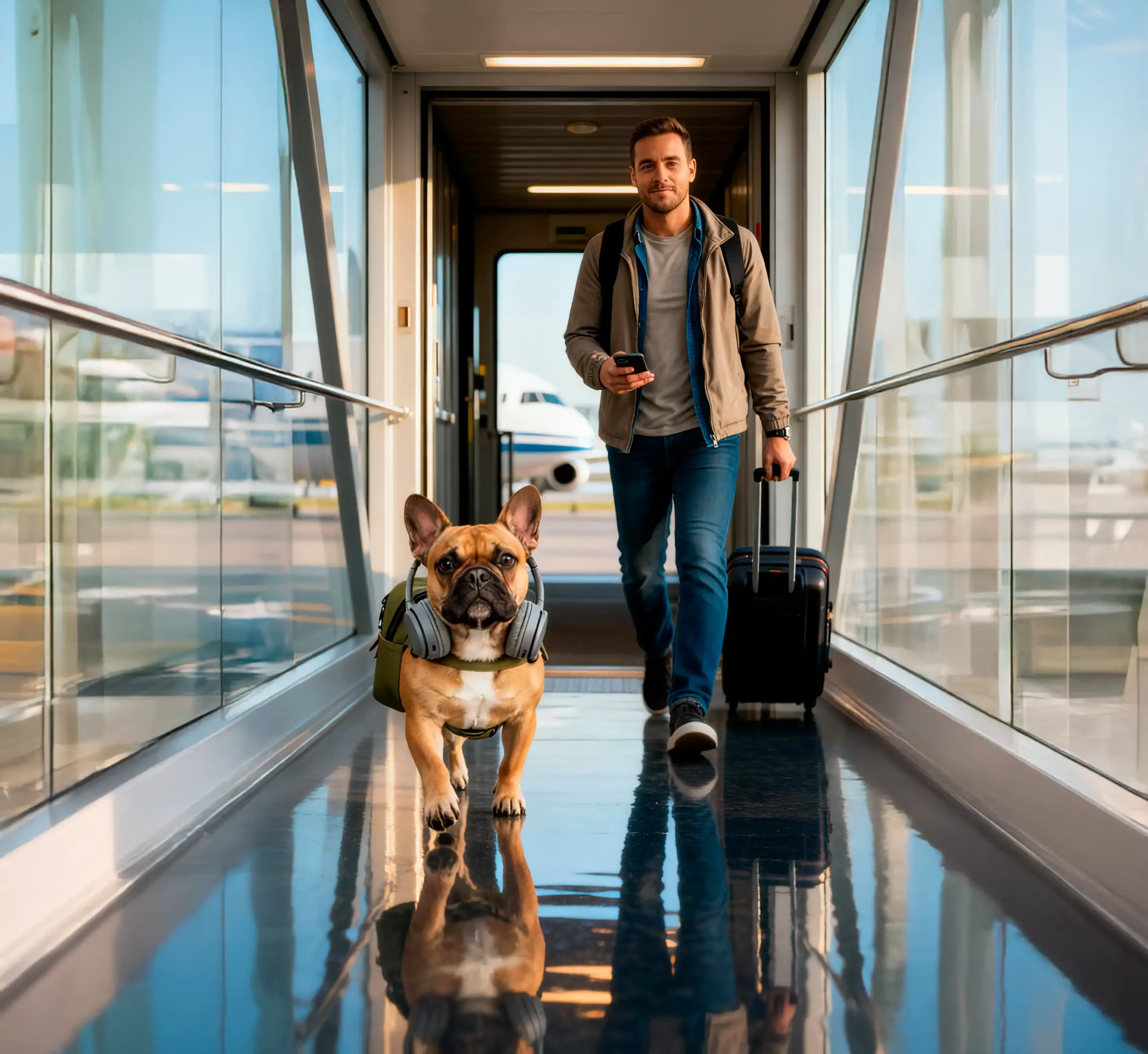 Happy dog on a travel adventure, representing nomad insurance for pets.